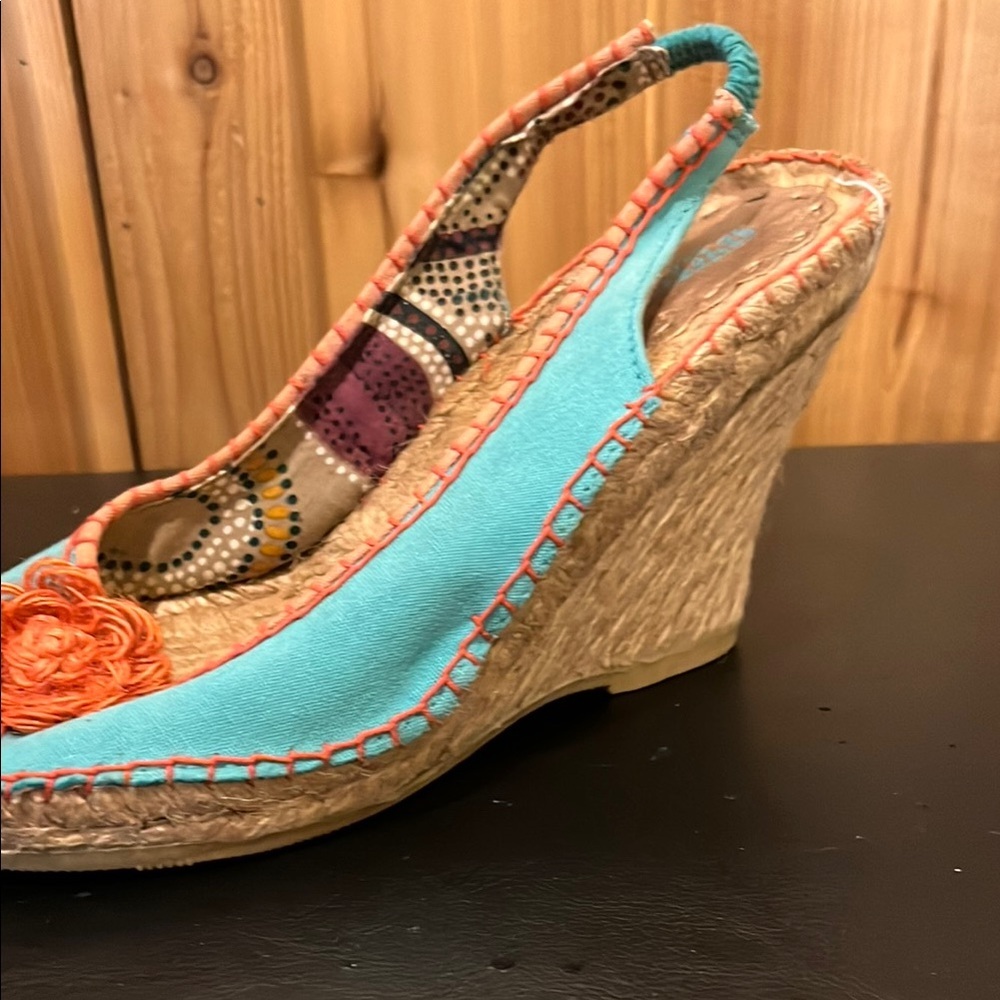 Seychelles Turquoise and Coral Espadrilles - Picture 5 of 11